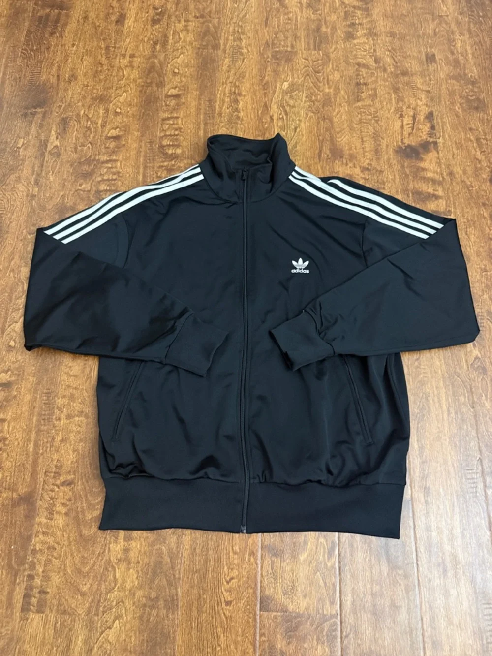adidas Men’s Black Track Jacket with White 3-Stripes Size XL